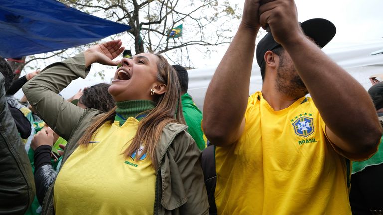 Supporters of Jair Bolsonaro protest Lula da Silva&#39;s win on the streets of São Paulo. Stuart Ramsay eyewitness