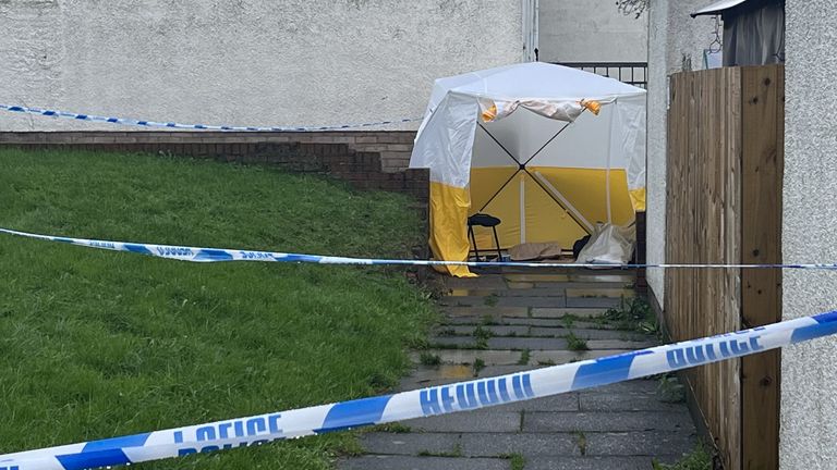 The scene in Wildmill, Bridgend, South Wales after three people were arrested following the discovery of the bodies of two babies in a house. Picture date: Monday November 28, 2022.