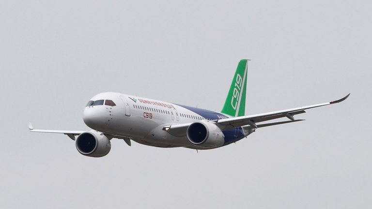 A Chinese-built airliner was part of the show