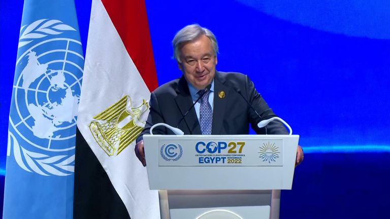UN Secretary-General Antonio Guterres was given the wrong speech at the COP27 climate summit.