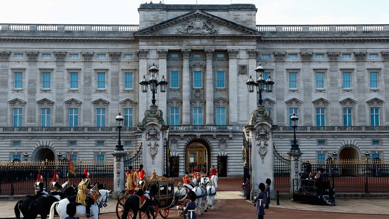 President Cyril Ramaphosa of South Africa, King Charles III and the Queen Consort, arrive in the State Carriage at Buckingham Palace, London, during the State Visit to the UK by the South African president. Picture date: Tuesday November 22, 2022.