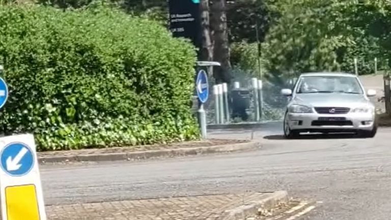  Daniel Bassett is seen drifting and doing doughnuts in his Lexus car n North Star Avenue, Swindon  