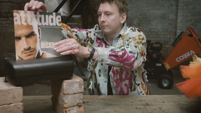 Joe Lycett tore up a copy of Attitude magazine featuring David Beckham on the cover 