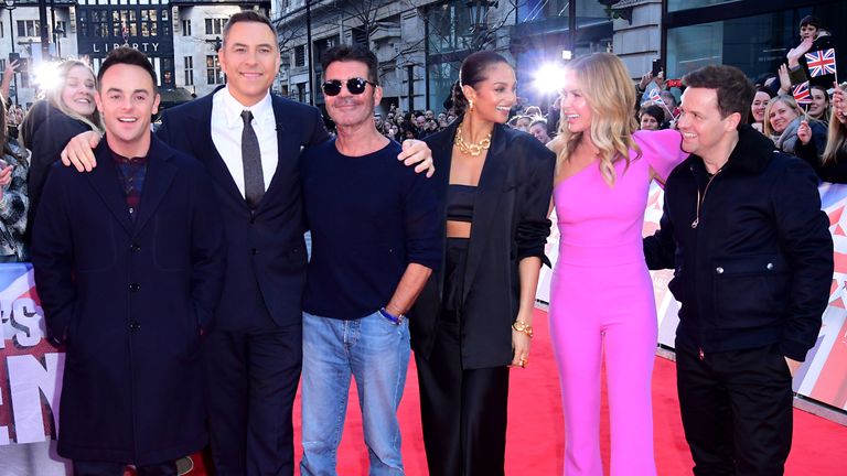 Anthony McPartlin, David Walliams Simon Cowell, Alesha Dixon, Amanda Holden and Declan Donnelly attending the Britain&#39;s Got Talent photocall held at The London Palladium, Soho in London. PA Photo. Picture date: Sunday January 19, 2019. Photo credit should read: Ian West/PA Wire