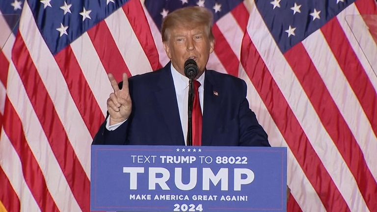 Donald Trump announces his candidacy for US president in 2024