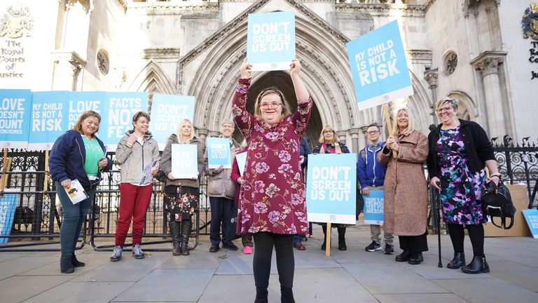 Supporters of Heidi Crowter and Maire Lea-Wilson outside the Royal Courts of Justice in central London as the Court of Appeal