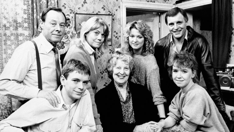 Mr Treacher (left) played Arthur Fowler in Eastenders from the start of the show until 1996