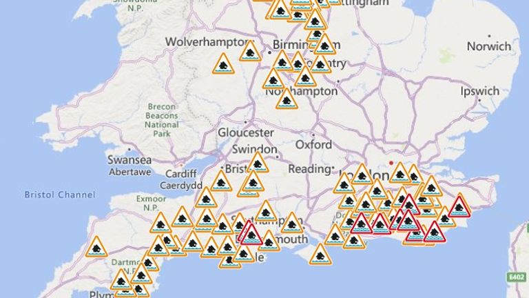 There are currently 11 flood warnings and 94 alerts across England Pic: Environment Agency 