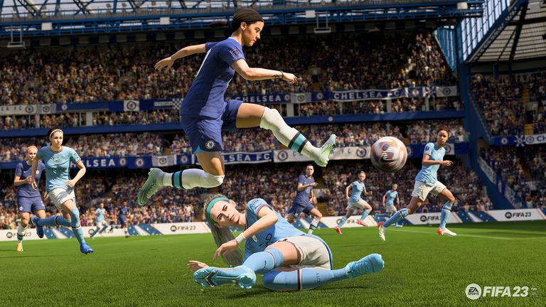 The FIFA series allows players to zoom right into the action. Pic: Electronic Arts