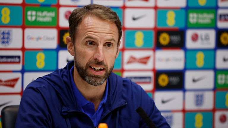 Soccer Football - UEFA Nations League - England Press Conference - Tottenham Hotspur Training Ground, London, Britain - September 25, 2022 England manager Gareth Southgate during the press conference Action Images via Reuters/John Sibley
