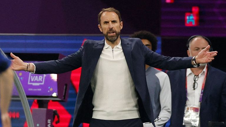 England manager Gareth Southgate reacts 