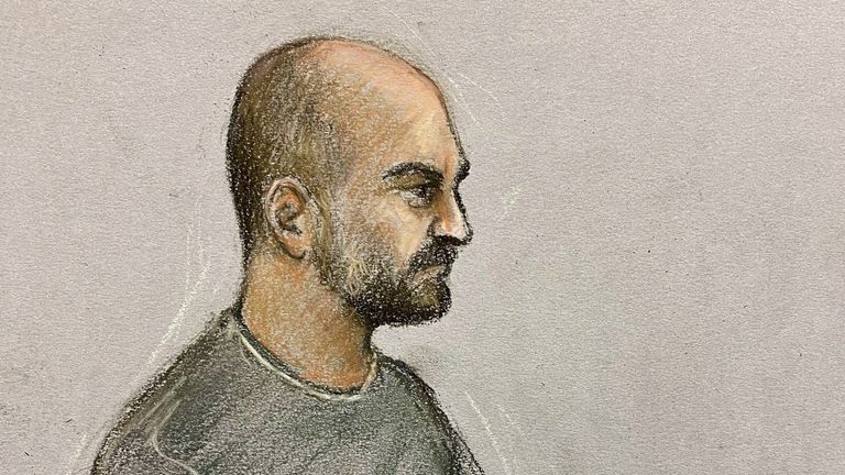 Court artist sketch by Elizabeth Cook of Harem Ahmed Abwbaker appearing at Westminster Magistrates&#39; Court, London, in connection with the deaths of at least 27 people who drowned while trying to cross the English Channel in a dinghy last year. The 32-year-old is accused of being a member of an organised crime gang behind the crossing in November 2021. Picture date: Wednesday November 30, 2022.