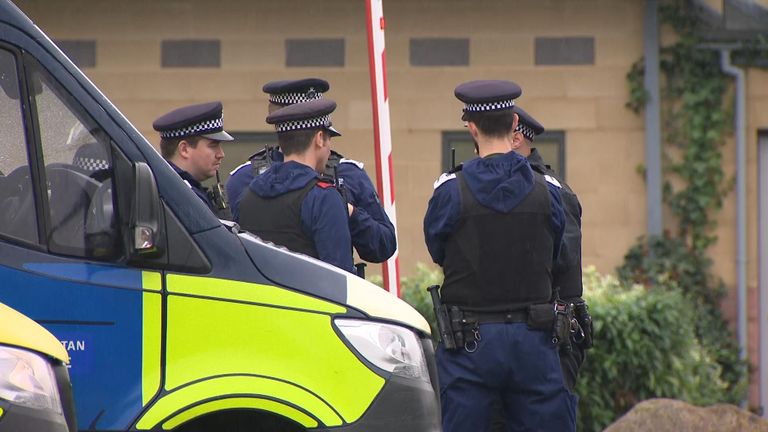 Police at Harmondsworth immigration removal centre