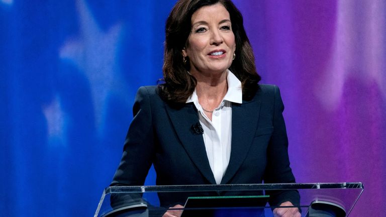 Democratic New York Governor Kathy Hochul, running for re-election as New York governor in the 2022 U.S. mid-term elections