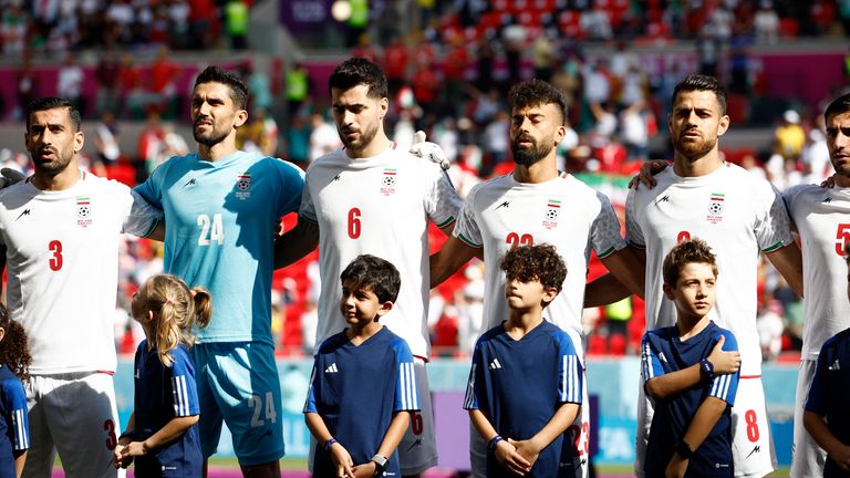 Iran players singing the national anthem today