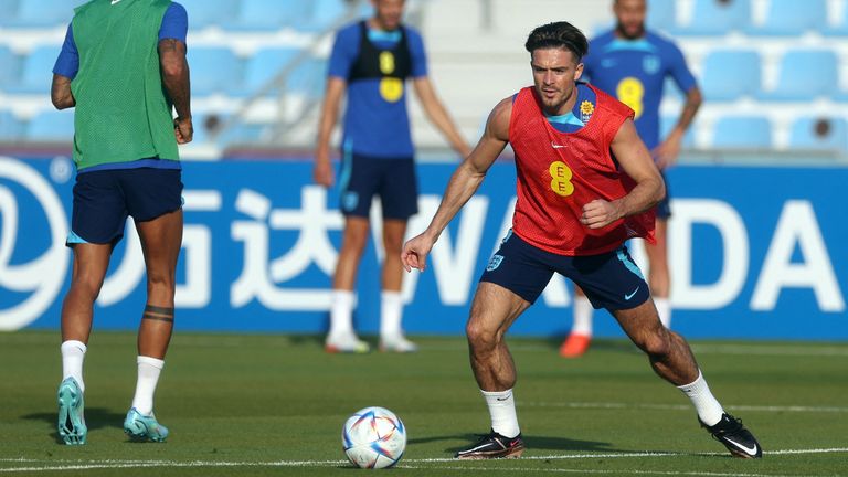 Jack Grealish among the England players training in preparation for their clash against Wales on Tuesday