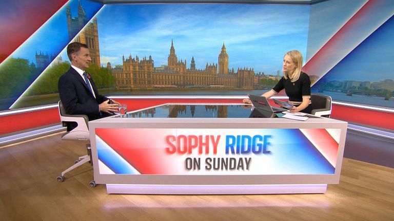 Jeremy Hunt told Sophy Ridge on Sunday tax will be increased for everyone
