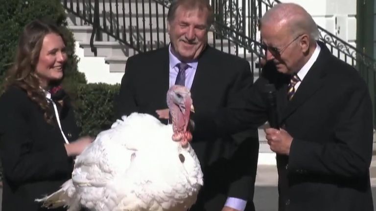 Joe Biden pardons two Thanksgiving turkeys