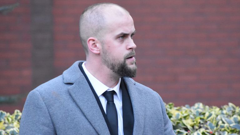 Ex-British Transport Police employee Joshua Tilt, of Lye Close Lane, Bartley Green, Birmingham, leaves Birmingham Crown Court, after admitting to a misconduct charge by using his personal mobile phone to take a picture of the body of a teenager who was hit by a train. Tilt was granted unconditional bail at the court on Friday but told he is likely to face a custodial sentence. Picture date: Friday November 4, 2022.
