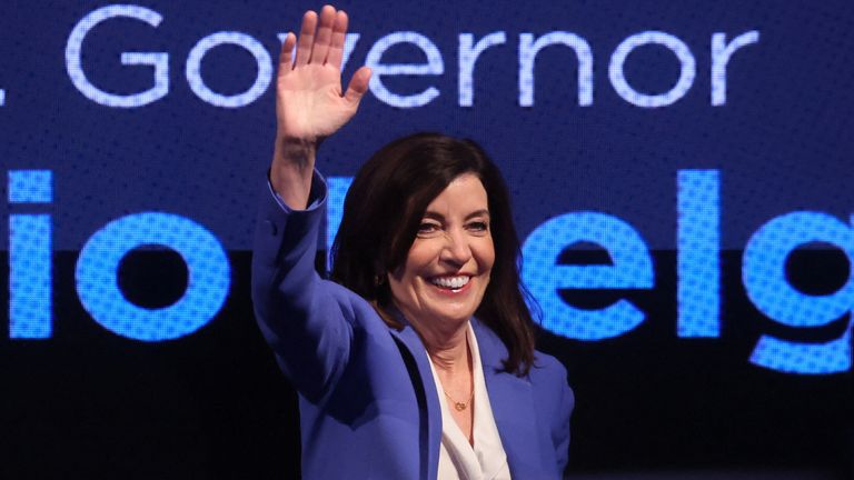 New York Governor Kathy Hochul celebrates