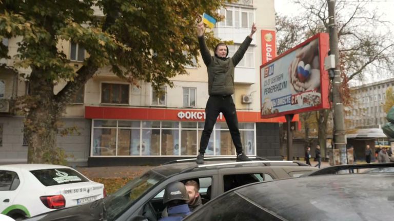 Sky international correspondent Alex Rossi and his team witnessed scenes of jubilation in Kherson following the city's recent liberation.