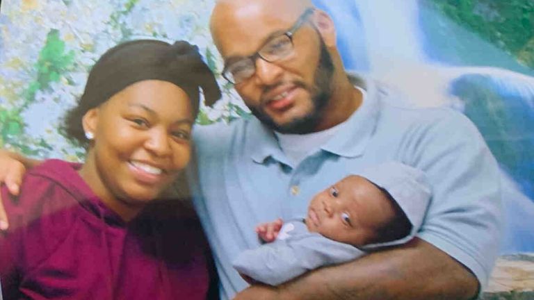 Ms Ramey pictured with her son, Kiaus, and father, Kevin Johnson Pic: ACLU 