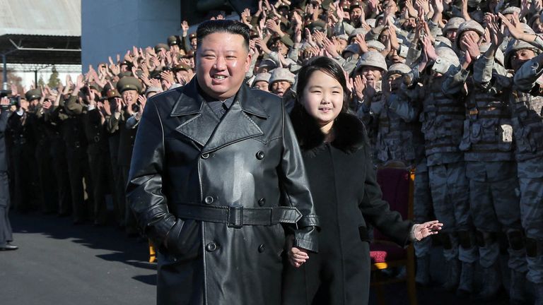Kim Jong Un and Kim Ju Ae