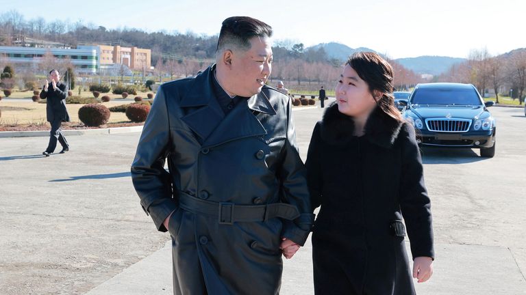 North Korean leader Kim Jong Un and his daughter