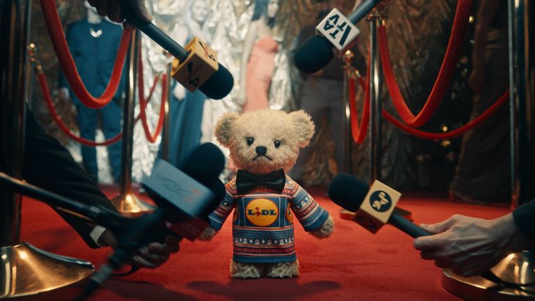 An expression-less bear who delivers a message about what is actually important at Christmas. Pic: Lidl