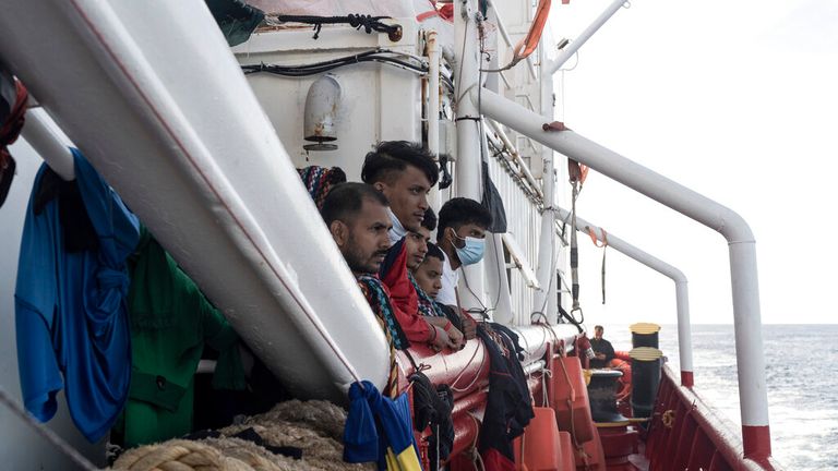 Some 230 people were rescued by the humanitarian ship Ocean Viking Pic: AP 