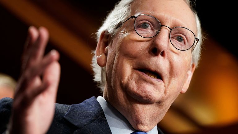 US Senate Minority Leader Mitch McConnell (R-KY) speaks during a news conference following the Republican Senate leadership election that included his re-election as minority leader at the US Capitol in Washington, USA, November 16, 2022. REUTERS/Elizabeth Frantz