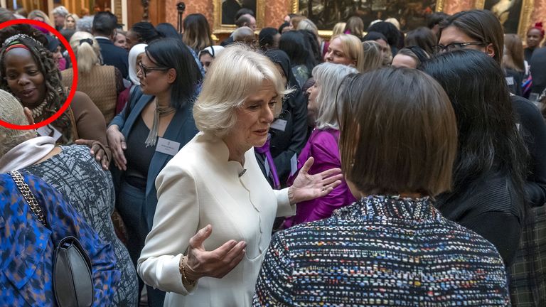 November 29, 2022 profile photo of Ngozi Fulani (2nd left) at the reception at Buckingham Palace, London.  The famous black advocate for domestic violence survivors has revealed she was repeatedly questioned by a member of the Buckingham Palace family at the Queen's reception, where she "really come from".  Release date: Wednesday, November 30, 2022.