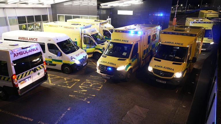 Ambulances queuing up in Belfast