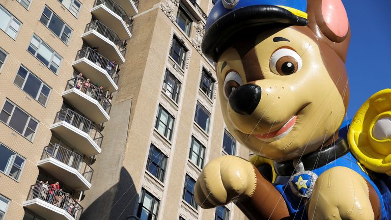 PAW Patrol balloon flies during the 96th Macy&#39;s Thanksgiving Day Parade in Manhattan, New York City, U.S., November 24, 2022. REUTERS/Andrew Kelly