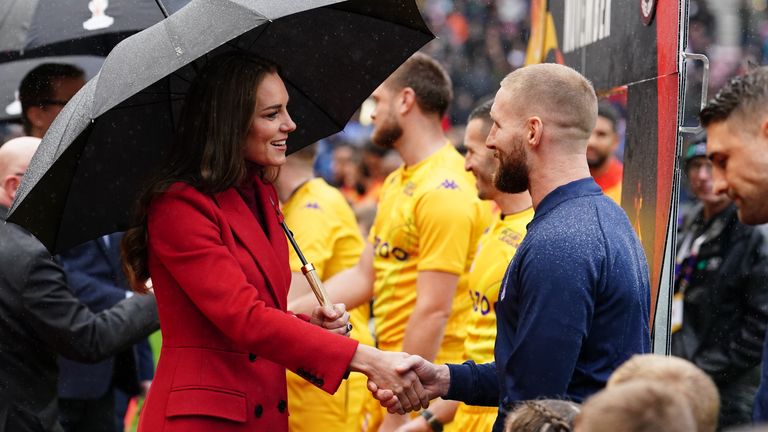 The Princess of Wales received a warm welcome at Wigan&#39;s DW Stadium