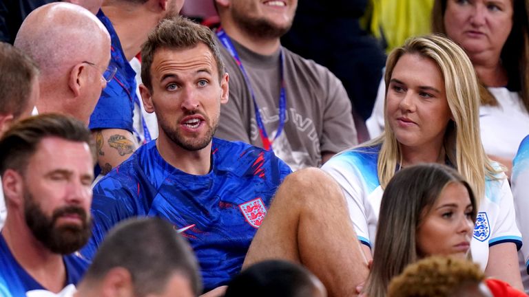 England&#39;s Harry Kane with his wife Katie Goodland, (right) after the FIFA World Cup Group B match at the Ahmad Bin Ali Stadium, Al Rayyan, Qatar. Picture date: Tuesday November 29, 2022.