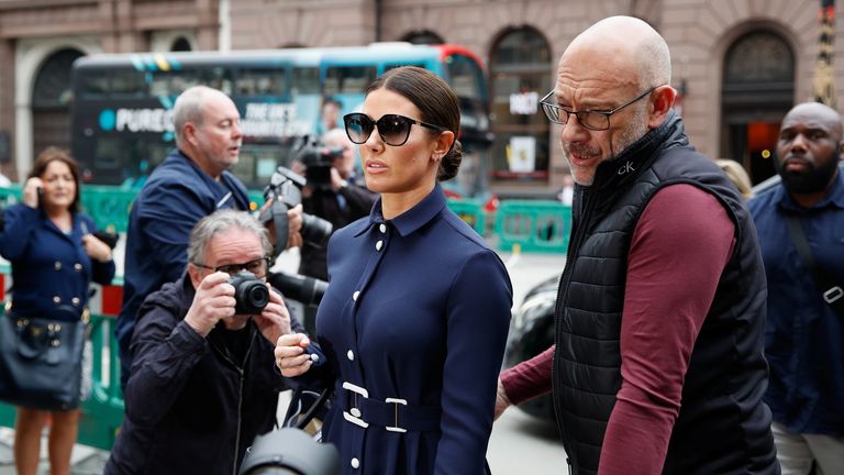 Rebekah Vardy, wife of Leicester City soccer player Jamie Vardy, arrives at the Royal Courts of Justice in London, Britain, May 10, 2022. REUTERS/Peter Nicholls
