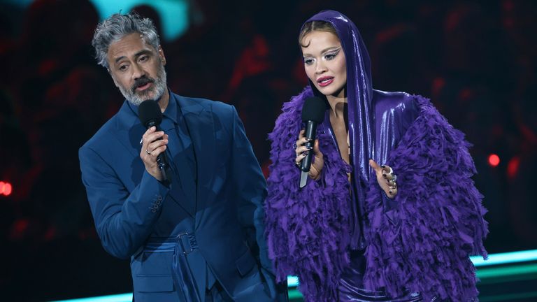 Power couple Taika Waititi (L) and Rita Ora hosted the night