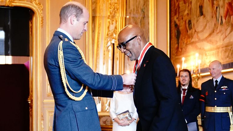 Sir Trevor Phillips is made a Knight Bachelor by the Prince of Wales, during an investiture ceremony at Windsor Castle, Berkshire. Picture date: Tuesday November 8, 2022.