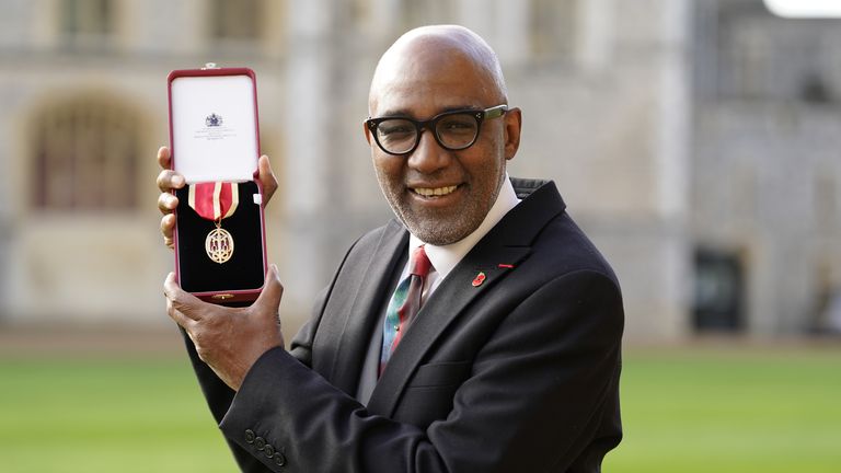 Sir Trevor Phillips after being made a Knight Bachelor by the Prince of Wales during an investiture ceremony at Windsor Castle, Berkshire. Picture date: Tuesday November 8, 2022.