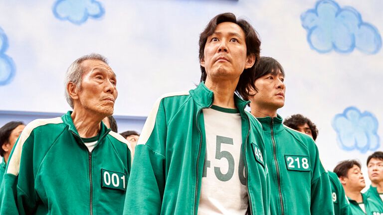 O Yeong-su (left) with the rest of the Squid Game cast in the Netflix series.Photo: Associated Press