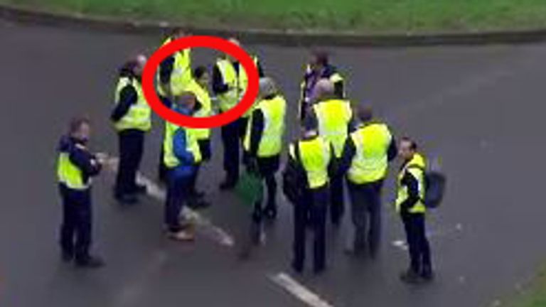 Suella Braverman (circled) at the Manston facility