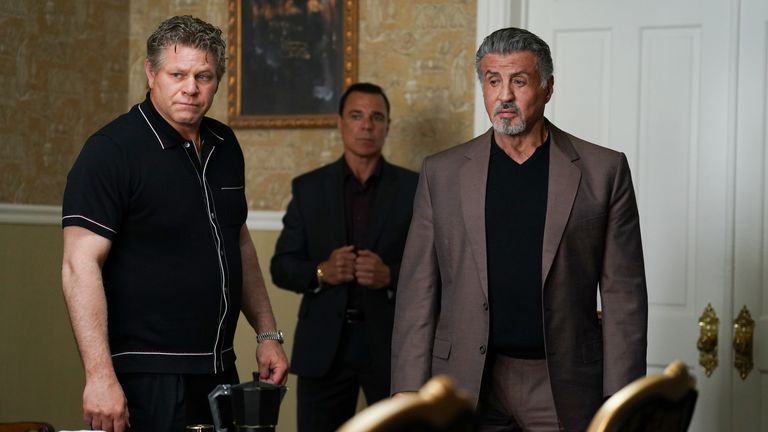 Stallone (R) and Domenick Lombardozzi in Tulsa King. Pic: Brian Douglas/Paramount+