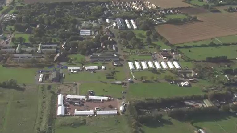 Marquees housing migrants in Manston, processing centre,Thanet, Kent