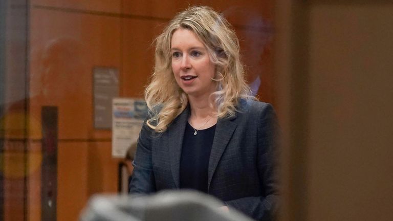 Pic: AP FILE - Former Theranos CEO Elizabeth Holmes arrives at federal court in San Jose, Calif., on Oct. 17, 2022. A federal judge on Friday, Nov. 18, will decide whether Holmes should serve a lengthy prison sentence for duping investors and endangering patients while peddling a bogus blood-testing technology. (AP Photo/Jeff Chiu, File)