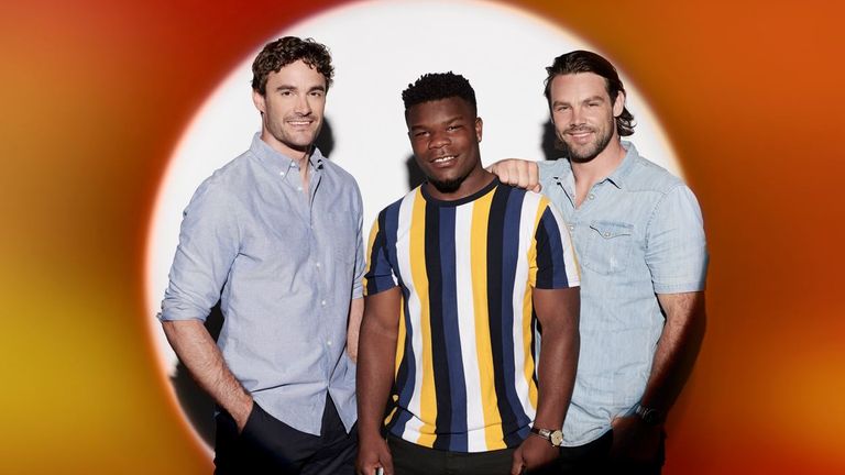 Thom Evans, Levi Davis and Ben Foden as Try Star on Celebrity X Factor in 2019