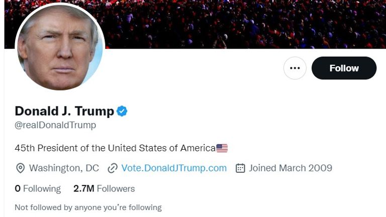 Donald Trump appears to have returned to Twitter after poll reinstated him following ban. Pic: Donald Trump/Twitter