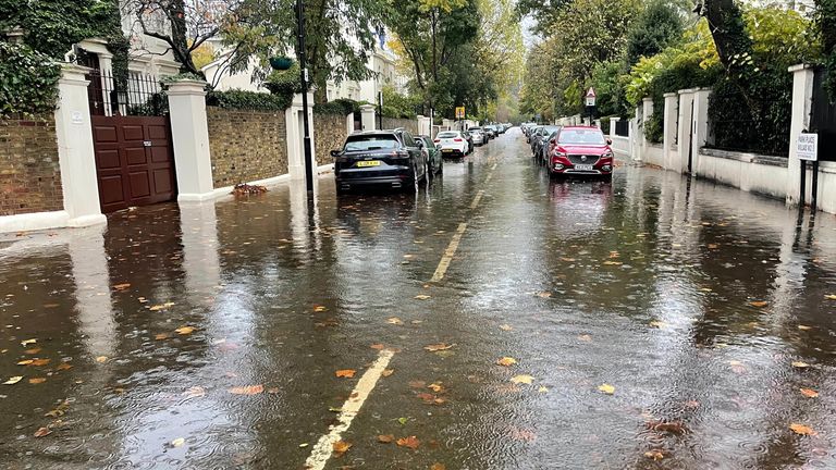 Park Place Villas near Maida Vale in London part of which is flooded due to heavy overnight rain. Picture date: Thursday November 3, 2022.