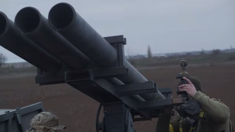 Ukrainians fire weapons on the frontline