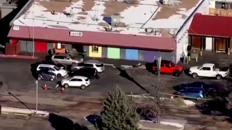 Club Q is seen hours after a gunman opened fire inside LGBTQ nightclub in a fatal attack in Colorado Springs, Colorado, U.S. on Nov. 20, 2022 in a still from the video.  ABC Affiliate KMGH via REUTERS NO RESALE.  NO ARCHIVE.  MANDATORY CREDIT